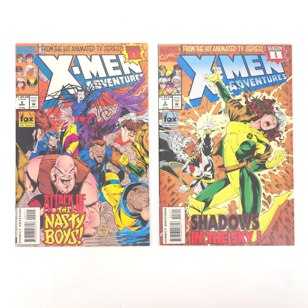 X-Men Adventures II No. 2 & 3 1994 Marvel Animated Series Nasty Boys Rogue Storm